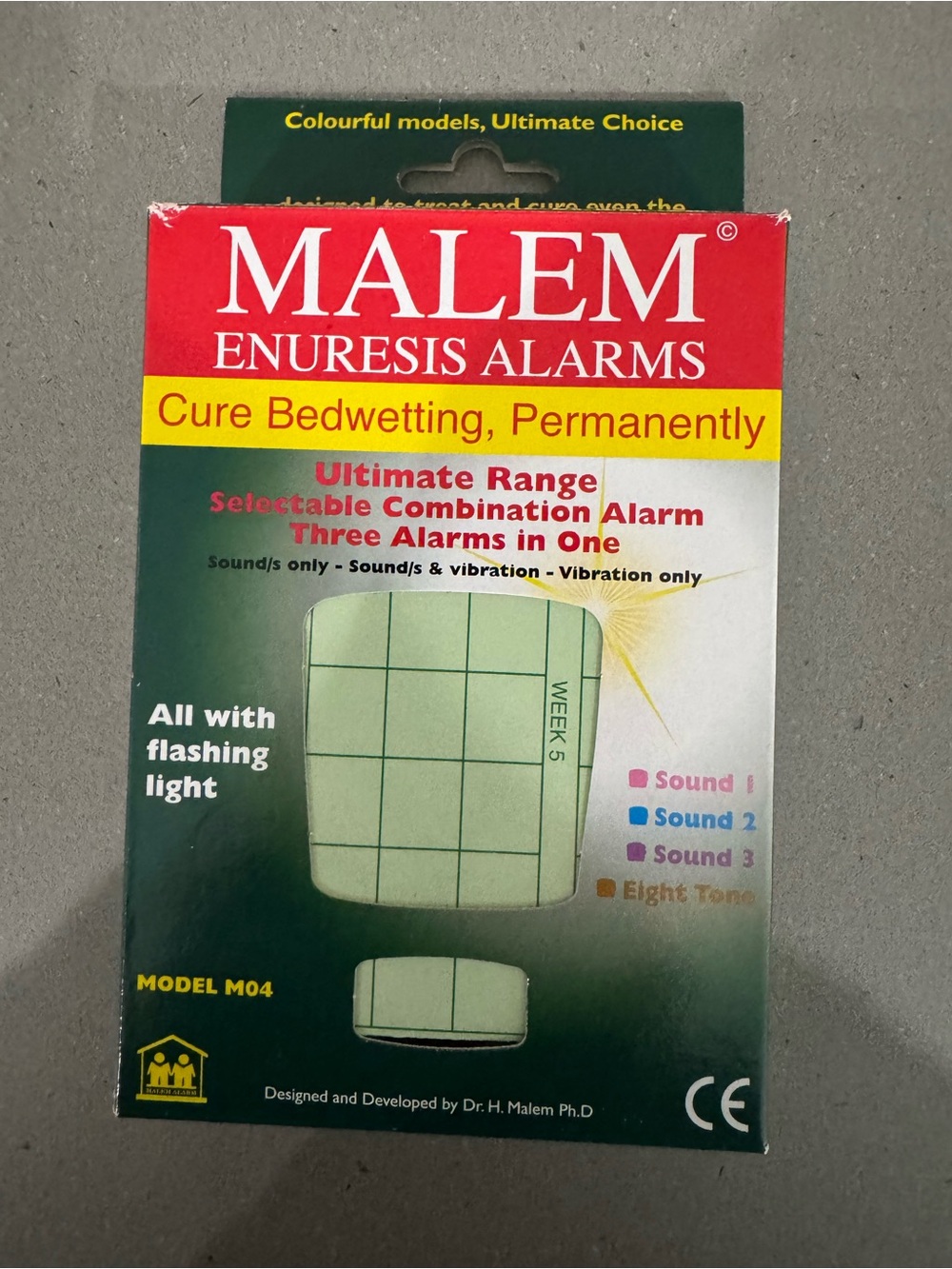 MALEM Enuresis Alarm - cure Bedwetting Permanently flashing light